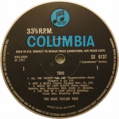 Mike Taylor trio mono  Mike Taylor trio mono