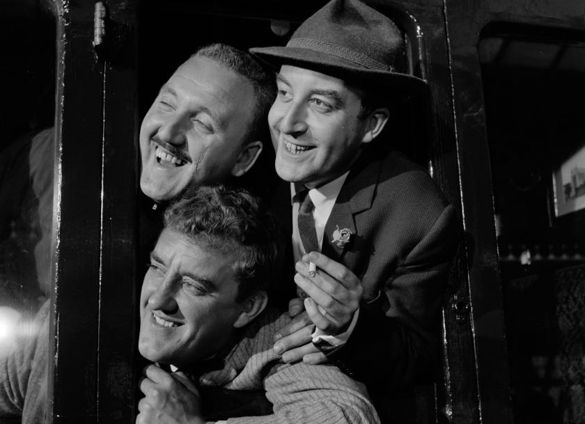 David Lodge, Bernard Cribbins and Peter Sellers in 'Two Way Stretch'