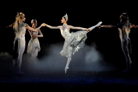 Daria Klimentova's icy siren, decked out in Swarovski and flanked by her wolves