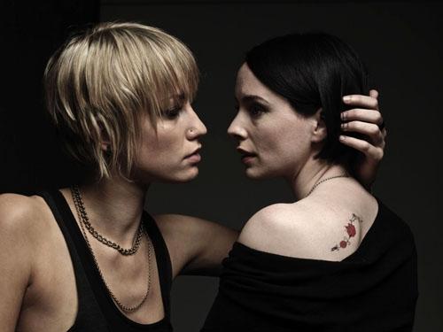 Frankie (Ruta Gedmintas) and Cat (Laura Fraser) prepare for more than lip service