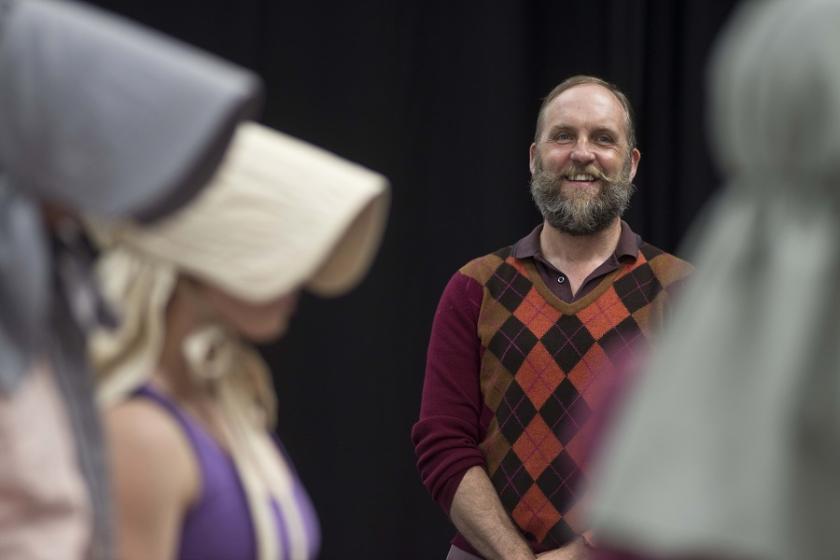 'I am a bit of a conceptualist': Marc Rees with cast members in rehearsal for {150}
