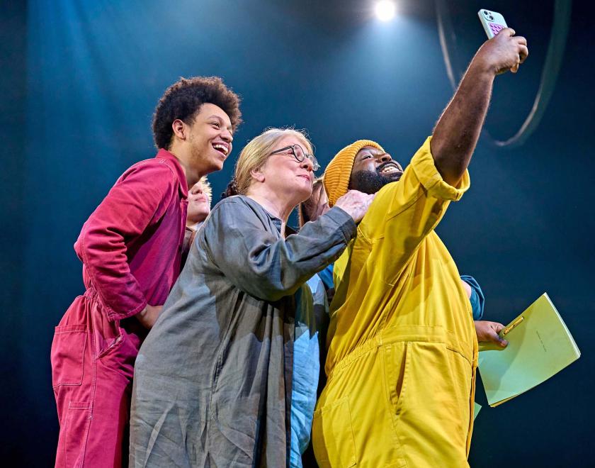 Motley crew: Dominic Semwanga, Felicity Montagu and Emmanuel Awakfo