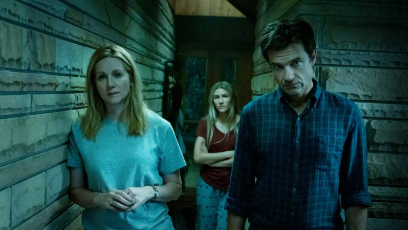 Laura Linney and Jason Bateman as Wendy and Marty Byrde, with daughter Charlotte (Sofia Hublitz)