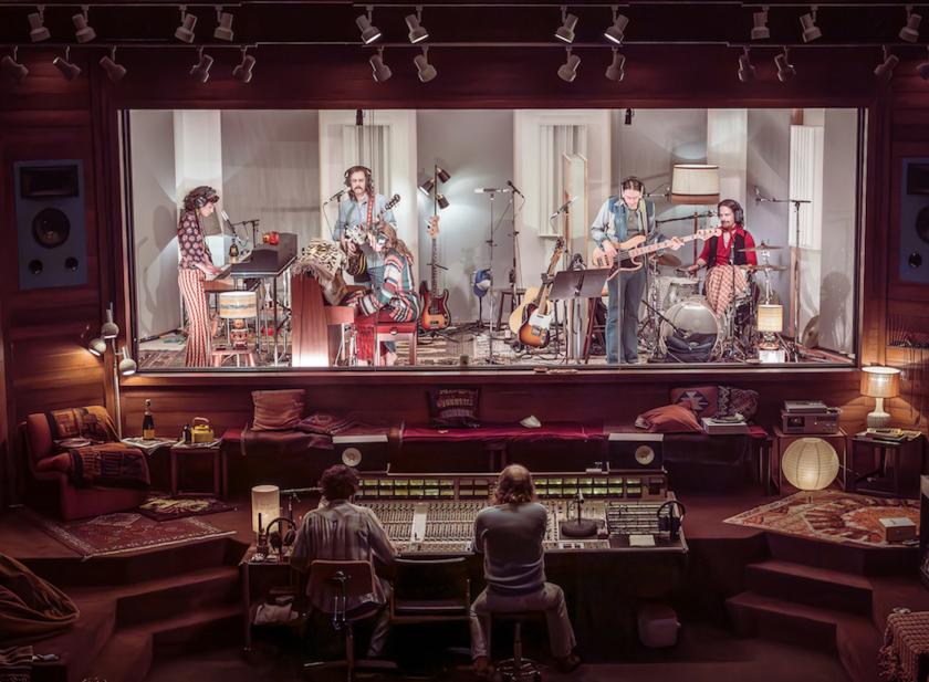 Band aides: Eli Gelb and Andrew B Butler with, l-r in box, Nia Towle, Jack Riddiford, Lucy Karczewsk, Zachary Hart, Chris Stack