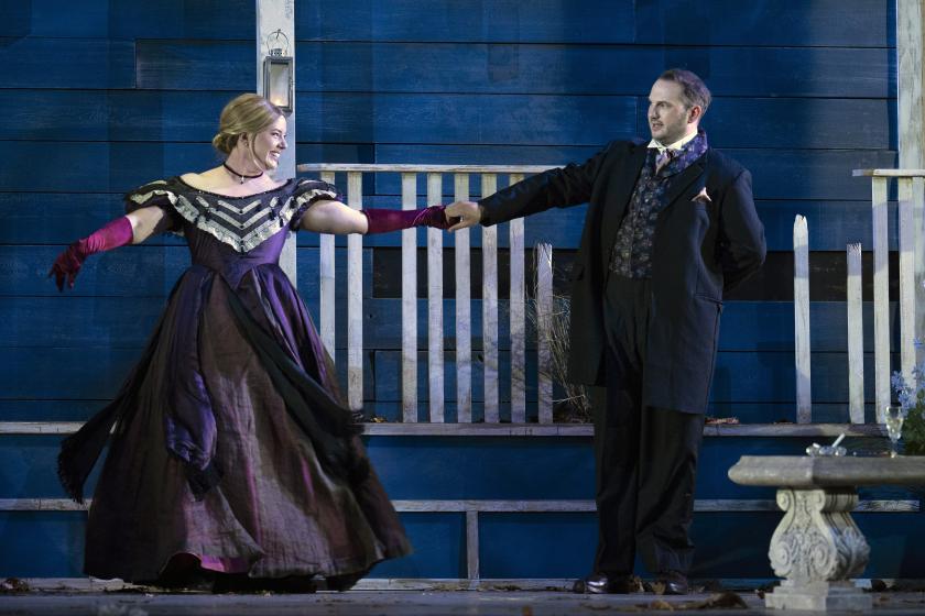 Farewell waltz: Lotte Betts-Dean and Marcus Farnsworth in 'A Visit to Friends'