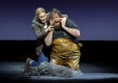 Maria Bengtsson's Ellen Orford tries to console Allan Clayton's Peter Grimes