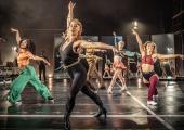 Gotta dance: Amy Thornton as Sheila, with Mireia Mambo, left, as Richie and Chloe Saunders as Val