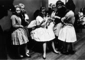 Roger Mayne, Girls dressed up for a 'teenage night' at a Sheffield Club, 1961