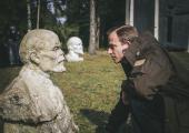 Professor Richard Clay quizzes bust of utopian