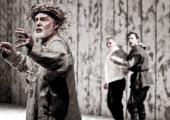 Derek Jacobi's Lear, watched by Paul Jesson's Gloucester and Gwilym Lee's Edgar just before the unkindest cut of all
