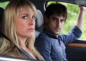 Tamzin Outhwaite as DI Rebecca Flint takes a drive with antisocial boffin Dr Christian King (Emun Elliott)