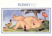 'Blimey!' by Donald McGill (postcard stapled to prosecution index card)