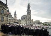 Street entertainments: musicians perform in Dresden