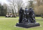Rodin's 'Monument to the Burghers of Calais' with Moore's 'Three Piece Sculpture: Vertebrae'