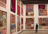 Tracey Emin: View of 12 appliquéd blankets at the Hayward Gallery