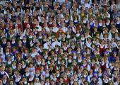 Singers at the closing concert of the Latvian Song and Dance Celebration
