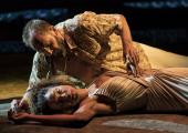 Wholly convincing as larger-than-life lovers: Sophie Okonedo and Ralph Fiennes in 'Antony & Cleopatra'