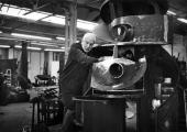 Anthony Caro in his studio, a converted piano factory, in Camden, North London