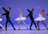 Waltz on: from left to right, Alejandro Virelles, Isadora Bless, Nicholas Mihlar and Miranda Silveira in Larina Waltz by Ashley Page
