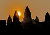The mysterious towers of Angkor Wat in Cambodia