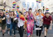 Striding ahead: marchers at London's Gay Pride