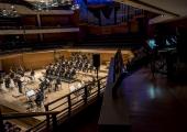Cohorts in the space - the BBC Philharmonic's players and Mark Wigglesworth in Boulez, as seen from high in the auditorium