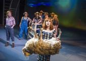 Sheep joke: Catherine Tate as Myrna with the cast of 'Miss Atomic Bomb'