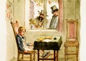 Oliver Twist dreams of Fagin and Monks: George Cruikshank's 1838 illustration