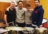 Colin Currie, Samson Tsoy, Pavel Kolesnikov and Sam Walton at a rehearsal