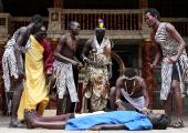 South Sudanese Theatre Company performs an Arabic-language play about Italians and Celts