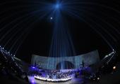 Musicians throng the stage of Doha's new open-air venue