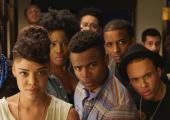 Tessa Thompson (front left) as cultural provocateur Sam and fellow activists in 'Dear White People'