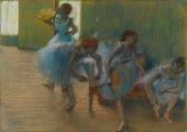 Dancers on a Bench', about 1898, Pastel on tracing paper