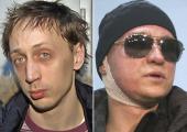After the attack: dancer Pavel Dmitrichenko under arrest, left, and his victim and boss Sergei Filin