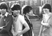 Happy Barracudas in 1980. From left: Jeremy Gluck (with Spizzenergi “Where’s Captain Kirk” badge), Nick Turner, Robin Wills (in the leather jacket he bought from Sid Vicious) and David Buckley