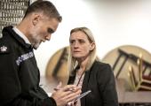 Anne-Marie Duff as Tracy Daszkiewicz, with Darren Boyd as Superintendent Dave Minty