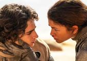 Astaire and Rogers in the dunes at dusk: Paul Atreides (Timothée Chalamet) and Chani (Zendaya)