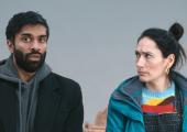 Trapped under layers of fluff: Nikesh Patel and Sian Clifford in 'Good Grief'