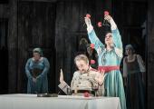 Olga, the 'Maid of Pskov' (Evalina Dobracheva), hails Ivan/Stalin (Clive Bayley)