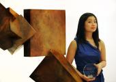 Mei Yi Foo with her Newcomer of the Year award at Kings Place yesterday