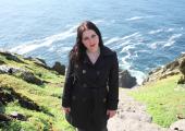 Dr Janina Ramirez at Skellig St Michael, off Ireland's west coast, home to one of Europe's oldest surviving monastic settlements