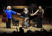 Mischa Maisky, Martha Argerich and Janine Jansen at the end of last night's recital