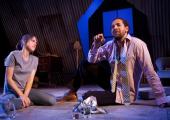In vino veritas: Astrov (Joe Dixon) unburdens himself to Sonya (Amanda Hale)