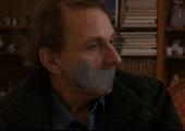 Lost for words: one of the very rare moments in the film when Houellebecq is silent