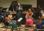 Pure heaven: tenor Karim Sulayman sings Hahn songs arranged by Tom Poster (left), with violinists Elena Urioste and Melissa White, viola-player Rosalind Ventris and cellist Laura van der Heijden