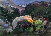 Nikolai Astrup, 'Midsummer Eve Bonfire', before 1915