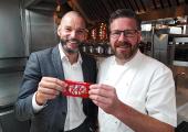 Fred Sirieix (left) with chef Daniel Clifford and renowned snack