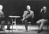 Ralph Richardson, John Gielgud and Lindsay Anderson rehearse 'Home'