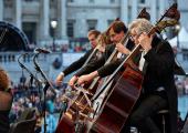 LSO double basses at Gergiev's Berlioz performance in Trafalgar Square this summer