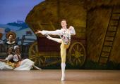 Chintz waistcoat chic: Vadim Muntagirov pulls off Colas's costume with aplomb in Frederick Ashton's 'La Fille mal gardée'